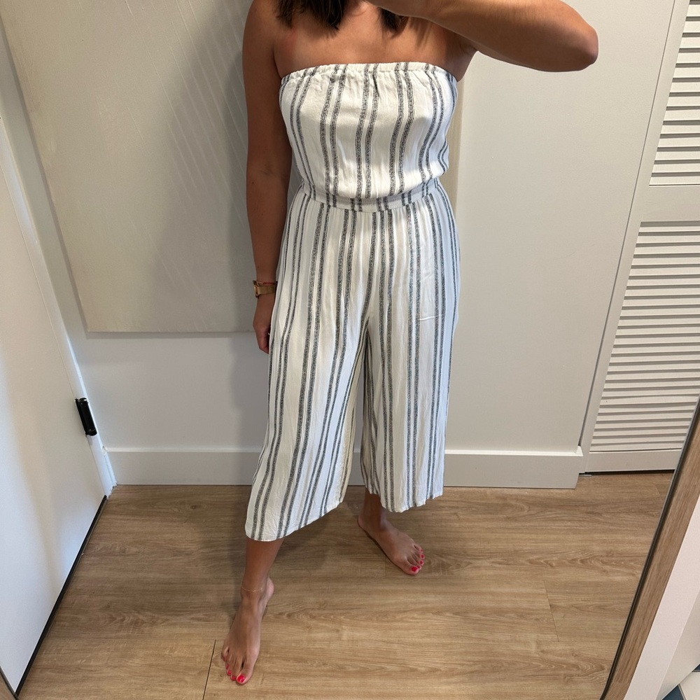 Strapless stripe jumpsuit